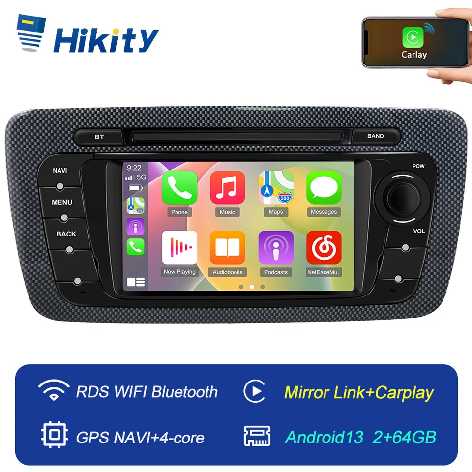 64G Carplay 6.2" Android 15 Autoradio Für Seat Ibiza IV 6J 2009-2013 GPS NAVI BT - Bild 1 von 4