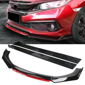 For Honda Civic 9th Gen 11-17 Front Bumper Lip Splitter Spoiler + 2x Side Skirts - Picture 1 of 17