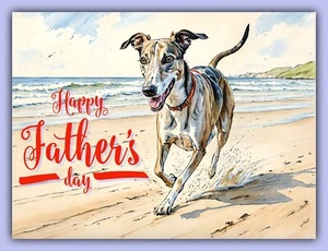Father's Day Card Cards Fathers Daddy Dad A5 Greeting Blank Greyhound Whippet - Picture 1 of 1
