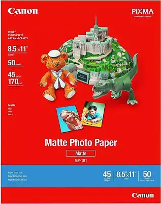 Canon Ink Jet Matte Photo Paper 8.5 x 11 (50 Sheets) MP-101  Crafts Art 7981A004 - Image 1 of 2