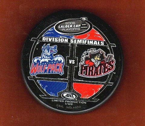2008 HARTFORD WOLFPACK vs PORTLAND PIRATES AHL PLAYOFF PUCK - LAST1 Cover