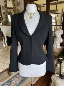 Escada Sakko Blazer mit gerafften Randdetails schwarz Schurwolle Gr. 38 - Bild 1 von 12