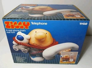 Telefono Ziggy Funzionante Vintage 1990 Completo Telefono Bianco Cavo Extra Lungo - Foto 1 di 21