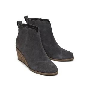 MUJERES Bota de Cuña Clare Bota Toms Clare en Gamuza de Hierro Forjado NUEVA Talla 5.5B - Imagen 1 de 5