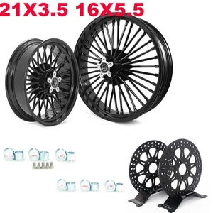 21×3.5 16×5.5 Fat Spoke Wheels Rim Rotors For Harley Dyna Wide Glide FXDWG 06-17 - Bild 1 von 12