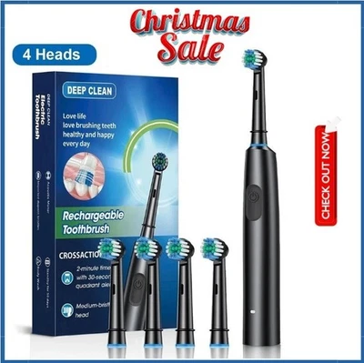 Electric Toothbrush for Adults – Rotary Rechargeable with 4 Brush Heads, 5 Modes - Image 1 of 4
