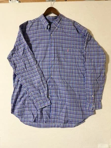 Ralph Lauren Shirt Men 2XLT Tall Blue Plaid Button Down Pony Multicolors Classic - Picture 1 of 5