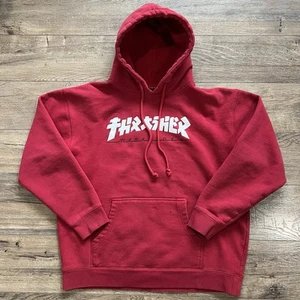 Thrasher Magazine Tokyo Godzilla Sweatshirt Hoodie Mens Size Large Red Skate - Picture 1 of 7