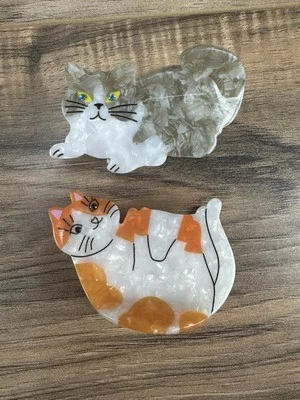 Розовый льняной мяу кошки серый оранжевый кошки волос коготь зажим аксессуар набор из 2 - Изображение 1 из 4