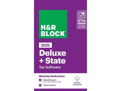 H&R Block Tax Software Deluxe + State 2025 PC/Mac [Key Card] - Image 1 of 4