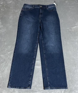Talbots Jeans Womens 12 High Waist Relaxed Dark Wash Blue Denim Stretch NEW - Picture 1 of 8