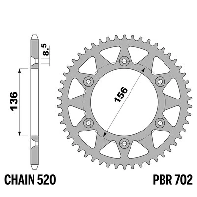 HUSQVARNA CR 125 1998-1999 corona PBR passo 520 50 Denti Ergal Foto 1 de 4