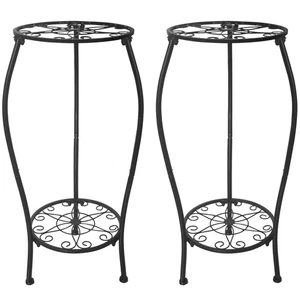 Soporte para plantas de metal de 2 niveles interior exterior, estante alto para maceta puñalada a prueba de herrumbre... - Imagen 1 de 6
