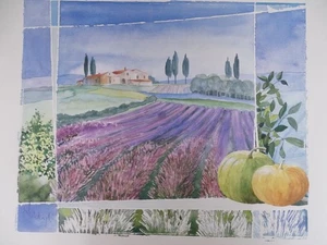 Sonne des Südens III - Heigl - Kunstdruck Provence Lavendel Kürbis - 20. Jhd - Picture 1 of 9