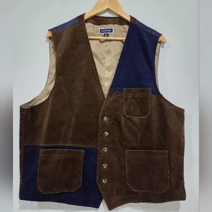 Club Room Corduroy Vest in Chocolate Brown and Navy Colorblock Size XXL - Picture 1 of 9