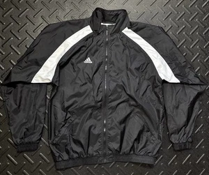 Vintage Adidas Windbreaker Black Mock Neck Full Zip Jacket Size Large - Picture 1 of 7