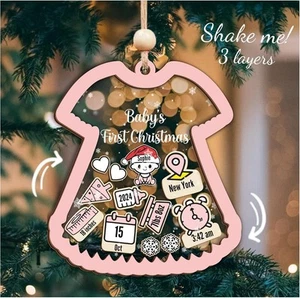 Baby's First Christmas Ornaments 2024 - Personalized Baby Dress, Girl - Picture 1 of 9