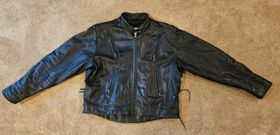 Women’s "Excelled" Motorcycle Biker Black Genuine Leather Jacket - Size 18 - Image 1 of 4
