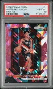 2018 Panini Prizm Anfernee Simons #61 Pink Ice Blazers Rookie RC PSA 10 Gem Mint - Picture 1 of 2
