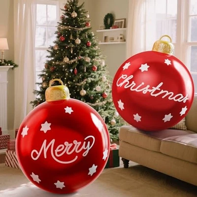 24in Inflatable Christmas Ornaments Outdoor Christmas Decorations, 2 Pcs Large  - Image 1 of 4