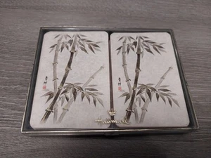 Vintage Hallmark Regular Playing Cards Used, Double Deck in Case Bamboo - Picture 1 of 2