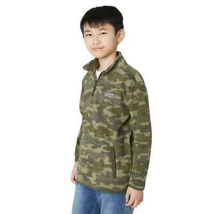 EDDIE BAUER BOYS MEDIUM 10/12 CAMO QUEST FLEECE 1/4 ZIP PULLOVER SWEATSHIRT NEW - Picture 1 of 6