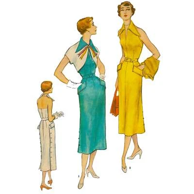 Vintage 1950s Pattern – One-piece Sun-back Dress & Bolero - Bust=36” (91.4cm) - Image 1 of 4
