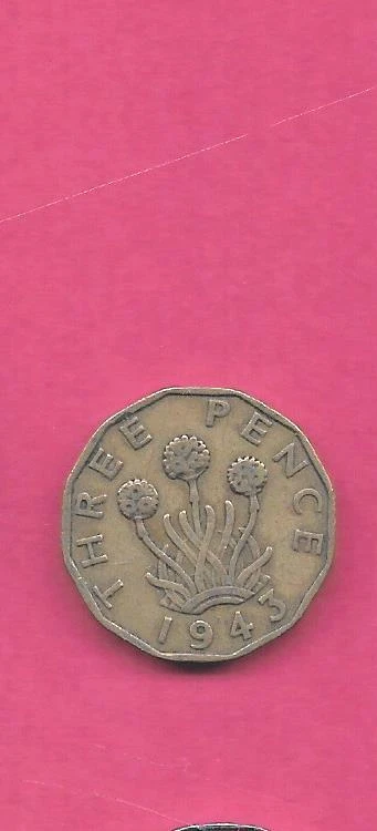 GRAN BRETAÑA GB REINO UNIDO KM849 1943 EN MUY BUEN ESTADO-MUY FINA MONEDA ANTIGUA DE 3 PENIQUES SEGUNDA GUERRA MUNDIAL Foto 1 de 1