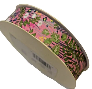 Pink Wildflowers 20 Yard Roll 7/8 Wide Flower Pattern Vintage WFR Brand - Picture 1 of 4