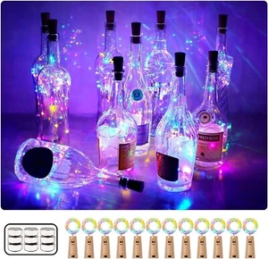 12PCS BatteryBottle Fairy Light Wine Cork Light Wedding Xmas Party MULTICOLOURED - Picture 1 of 6