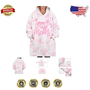 Soft and Heavyweight Frenchie Dog Mom Wearable Blanket Hoodie - Machine Washable - Picture 1 of 9