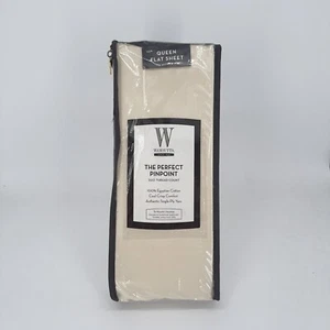 Wamsutta The Perfect Pinpoint 360 Thread Count Queen Flat Sheet Ivory - Picture 1 of 5