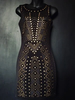 NEW WOMEN BLACK PREMIUM GODDESS GLADIATOR EMBELLISHED BODYCON DRESS SIZEUK10-12  - Image 1 of 4