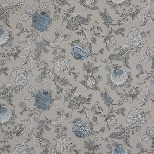 100% lino tela floral de Bujara en azul/gris para cortinas tapicería artesanías - Imagen 1 de 5