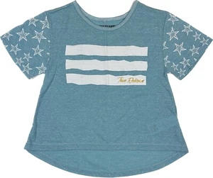 Camiseta True Religion Niños Azul Manga Corta Poliéster Estrellas Rayas Logo Talla 6/6X - Imagen 1 de 2