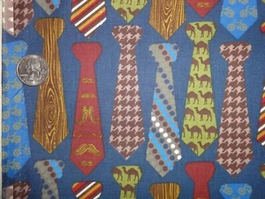 Men's Ties Menswear Dress Shirt Blue Stripes JoAnn Cotton Quilt Fabric 1 7/8 YD - Picture 1 of 5