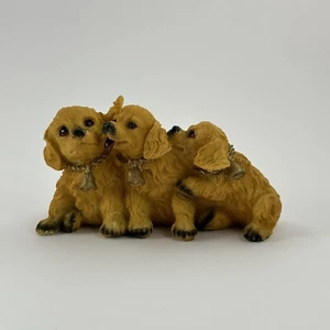 Three Golden Retriever Puppy Dogs Puppies Resin Figurine - Picture 1 of 9