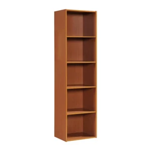 Modern 59.06 in. Cherry Wood 5-Shelf Standard Bookcase Multipurpose Storage - Picture 1 of 12