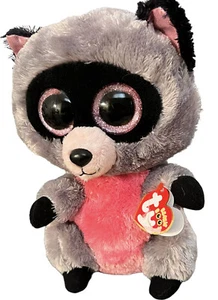 9 Zoll TY Beanie Boos Rocco Waschbär Plüschtier DOB FEB 27 Stofftier NEU MIT ETIKETT - Bild 1 von 12
