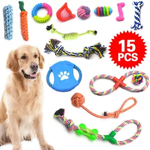 More details for 15x tough dog toys bundle chew rope knot ball pet puppy fetch teeth toys uk sell