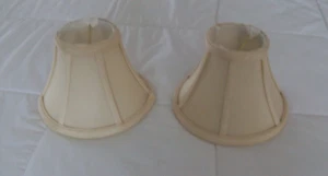 2 linen colored fabric clip on lamp shades 5" tall x 7 1/2" bottoms EXCELLENT - Picture 1 of 7