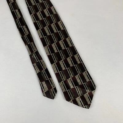 PRONTO UOMO Necktie 100% Silk Men’s Brown Gold Red Hand Made Italy EUC - Image 1 of 4