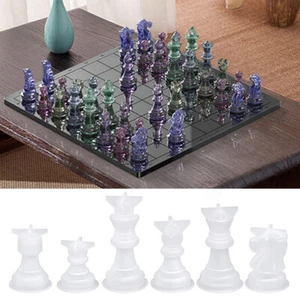 International Chess Pieces Chess Board Silicone Molds Epoxy Resin Casting Mould - Picture 1 of 18