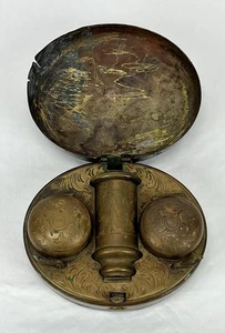 Antique 19th C K.K. PRIV. Austrian or Russian Traveling Portable Double Inkwell - Picture 1 of 22