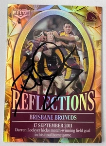 BRISBANE BRONCOS DARREN LOCKYER SIGNED 2024 ELITE GOLD REFLECTIONS TRADING CARD - Picture 1 of 3