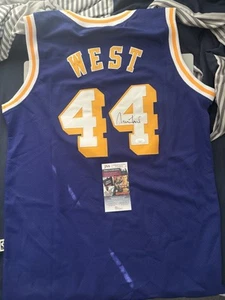 JERRY WEST SIGNED AUTOGRAPHED LAKERS JERSEY NBA LOGO MAN JSA  MARK ON FRONT - Picture 1 of 4