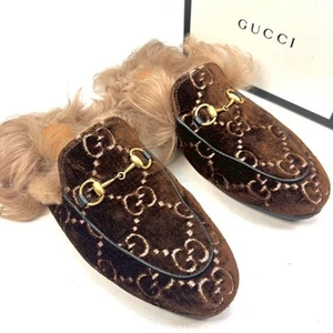 Zapatillas planas GUCCI GG Logo Horsebit Princetown talla 37 marrón en caja - Imagen 1 de 24