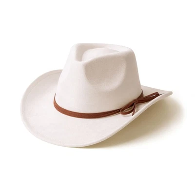 Sombrero de Vaquero de Gamuza para Mujer y Hombre Clásico Sombreros de Vaquero del Oeste con Ala Ancha... Foto 1 de 4