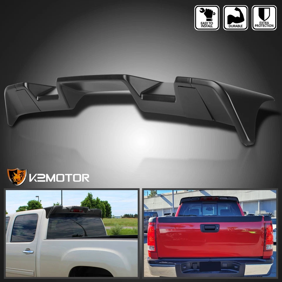 Fits 2008-2014 GMC Sierra 2500HD 3500HD Black Rear Window Roof Spoiler Cab Wing Foto 1 de 4