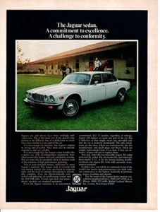 De colección impresión publicitaria anuncio 1976 automóvil automóvil Jaguar XJ sedán caballo jinete - Imagen 1 de 1